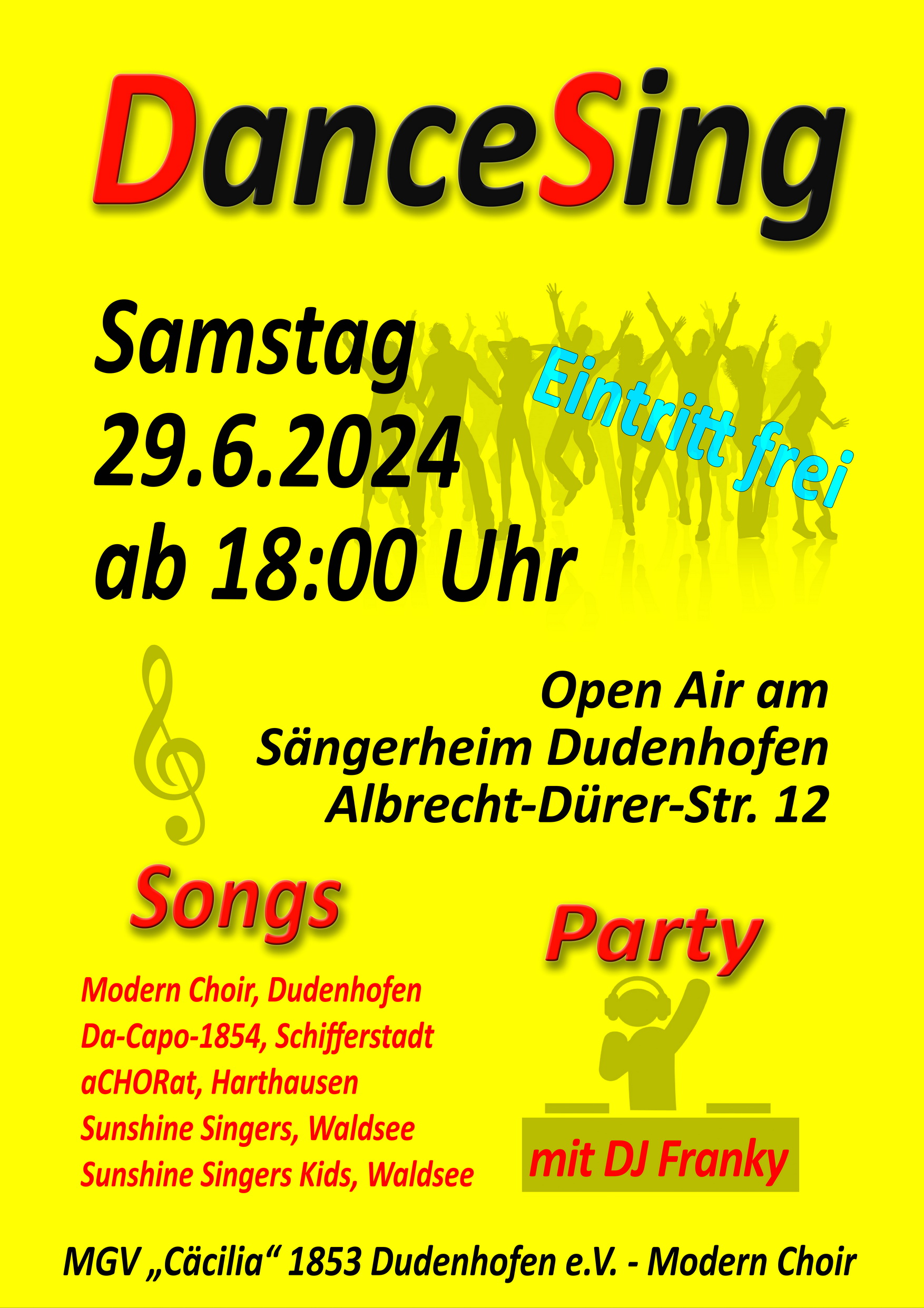 Plakat DanceSing. Quelle: MGV Cäcilia Dudenhofen